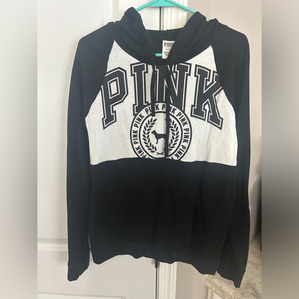Victoria’s Secret Pink Perfect Pullover Hoodie Sweatshirt Top black Large